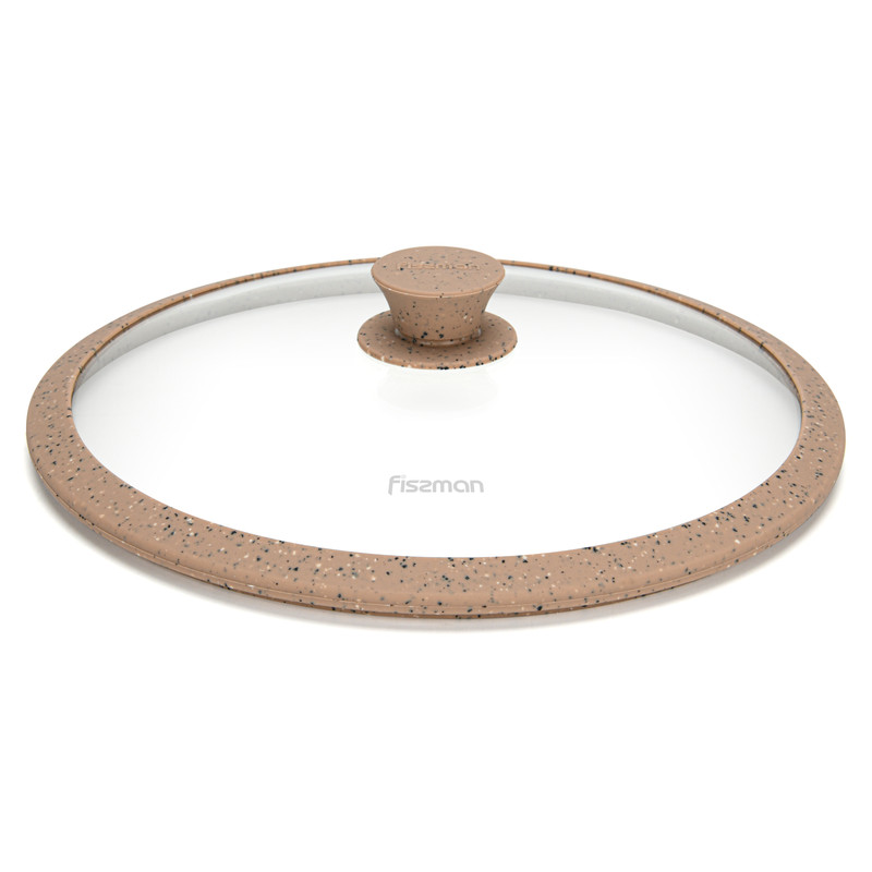 Fissman Lid Arcades 28cm With Brown Marbling Silicone Rim (Glass)