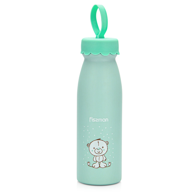 Fissman Double Wall Vacuum Bottle Bear 450ml (Stainless Steel) Light Green