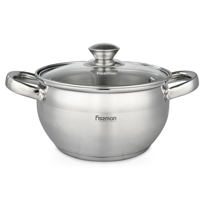 Fissman Stockpot 24x13.5cm/6.1LTR With Glass Lid Prime (Stainless Steel)