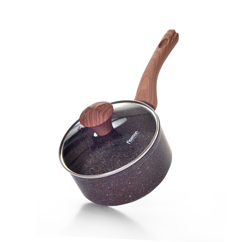 Fissman Saucepan Magic Brown 16x7.8cm/1.4LTR With Glass Lid With Induction Botto