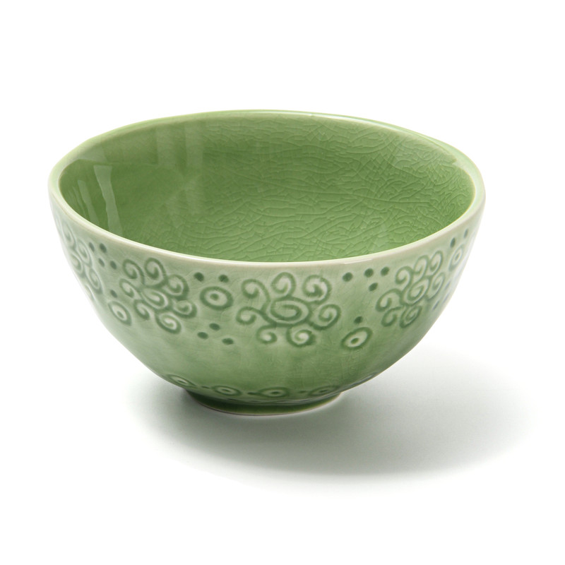 Fissman Bowl 14x14x7cm 580ml Green Crackle (Ceramic)