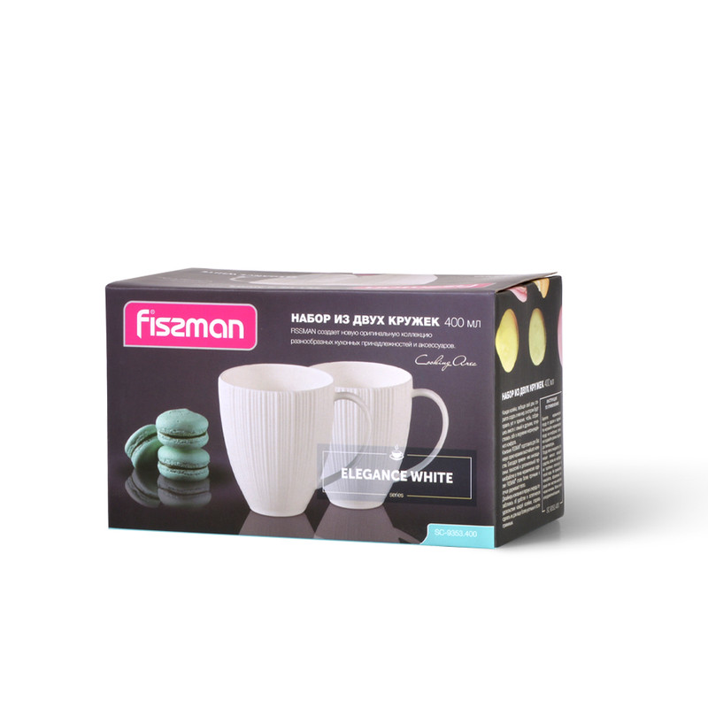Fissman Set of 2 Mugs Elegance White 400ml (Porcelain)