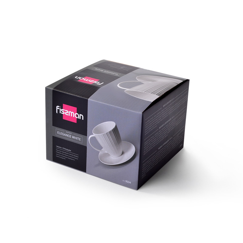 Fissman Mug And Saucer Elegance White 400ml (Porcelain)