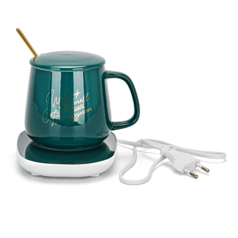 Fissman Gift Set Mug With Warmer 350ml Green (Ceramic)