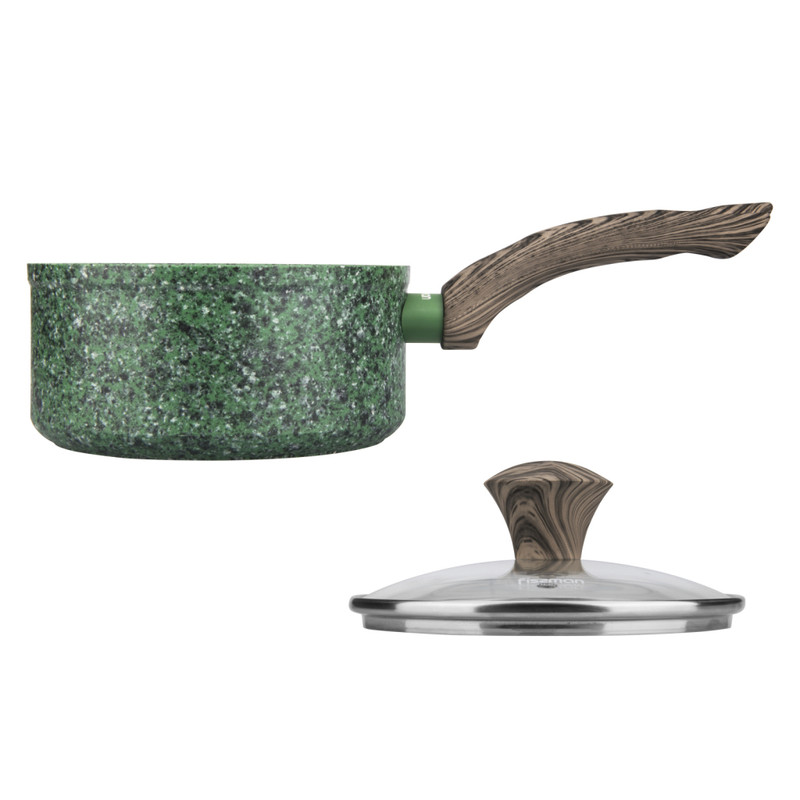Fissman Sauce Pan Malachite 16x7.8cm/1.4LTR With Glass Lid (Aluminum With Non-St