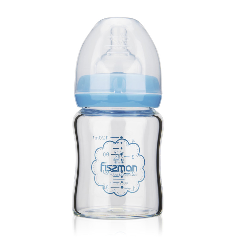 Fissman Feeding Bottle With Wide Neck 120ml (Borosilicate Glass)