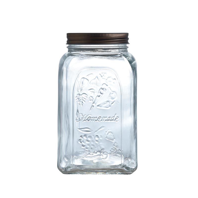 Round Screw Shape Jar Glass Food Storage Container With Stackable Lid 1.5 L