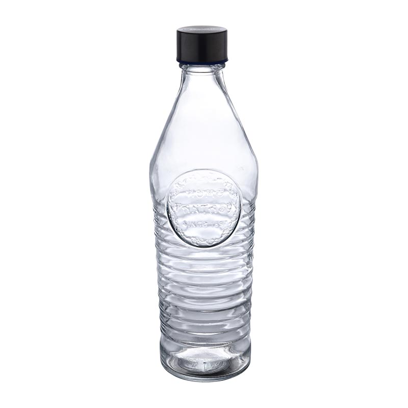 Glass Water Bottle 1.0 Litre Leak Proof Stainless Steel Lid Tranparent Color