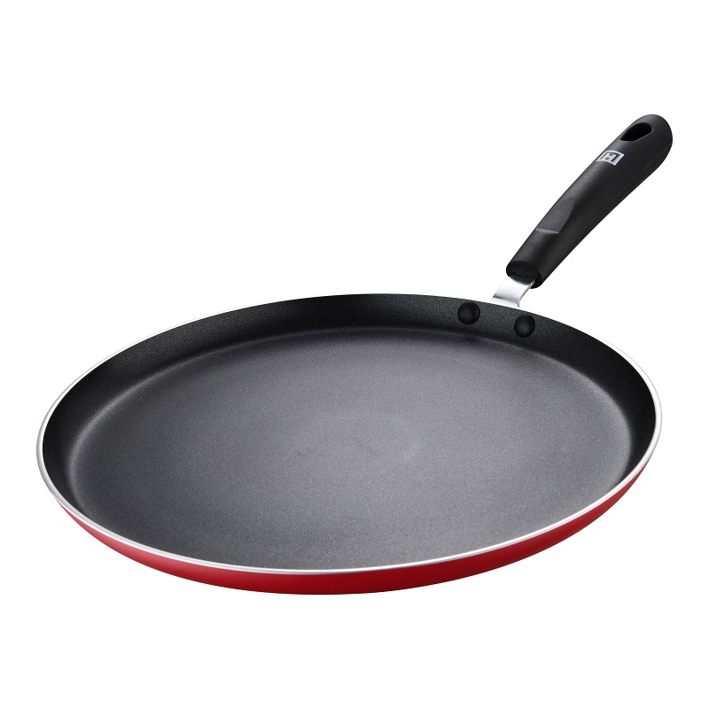Flat Tawa Press Aluminium 29X2.0 Cm Non Stick Coating Black/Red Color