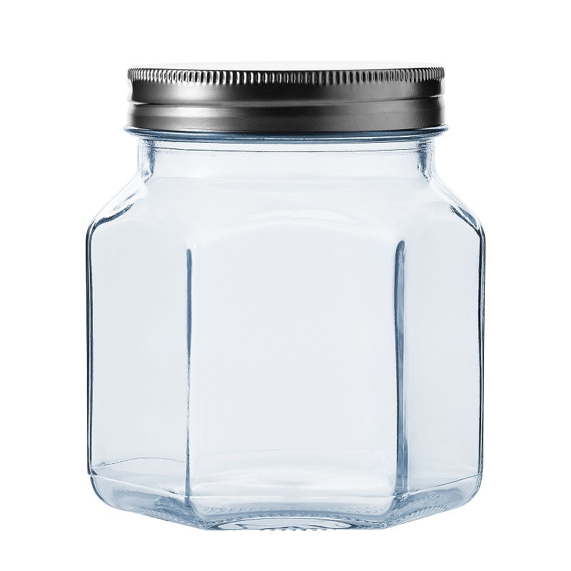 Round Screw Shape Jar Glass Food Storage Container With Stackable Lid 490 ML