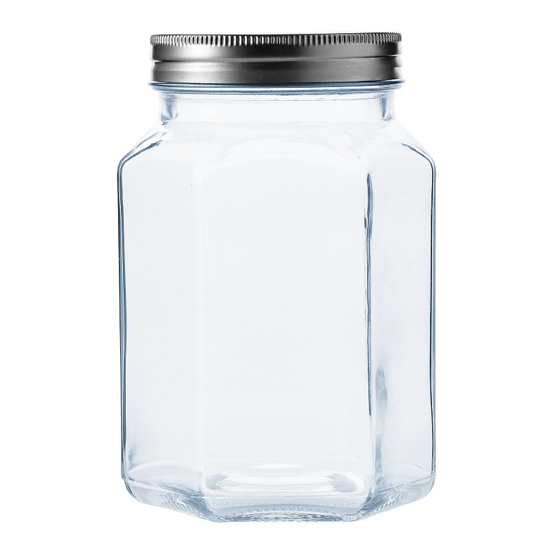 Round Screw Shape Jar Glass Food Storage Containers With Stackable Lid 1.1L