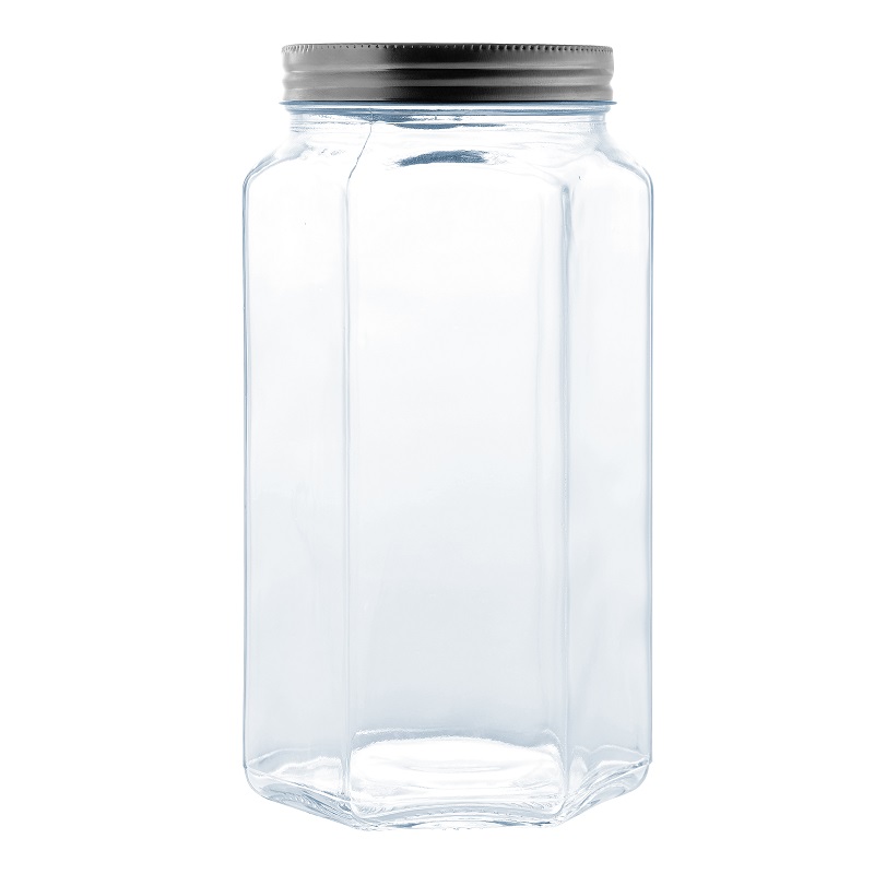 Round Screw Shape Jar Glass Food Storage Containers With Stackable Lid 1.5L