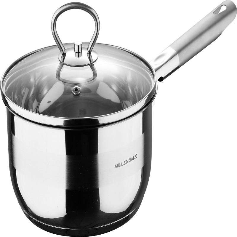 Saucepan With Lid Stainless Steel 18X9 Centimeter 1.5 Litre Silver Color