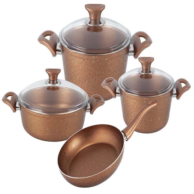 Quantum Series 7 Pcs Granite Cookware Set Brown Color