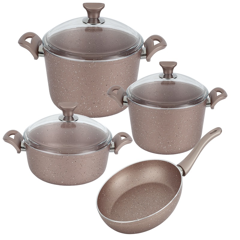 Quantum Series 7 Pcs Granite Cookware Set Rose Gold Color