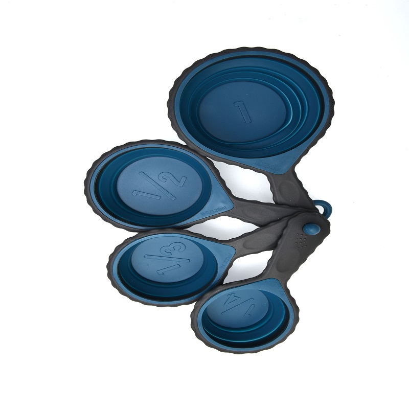 4pcs Silicone Foldable Measuring Cups Set Blue/Grey Color 20X10.8X5.5 Cm