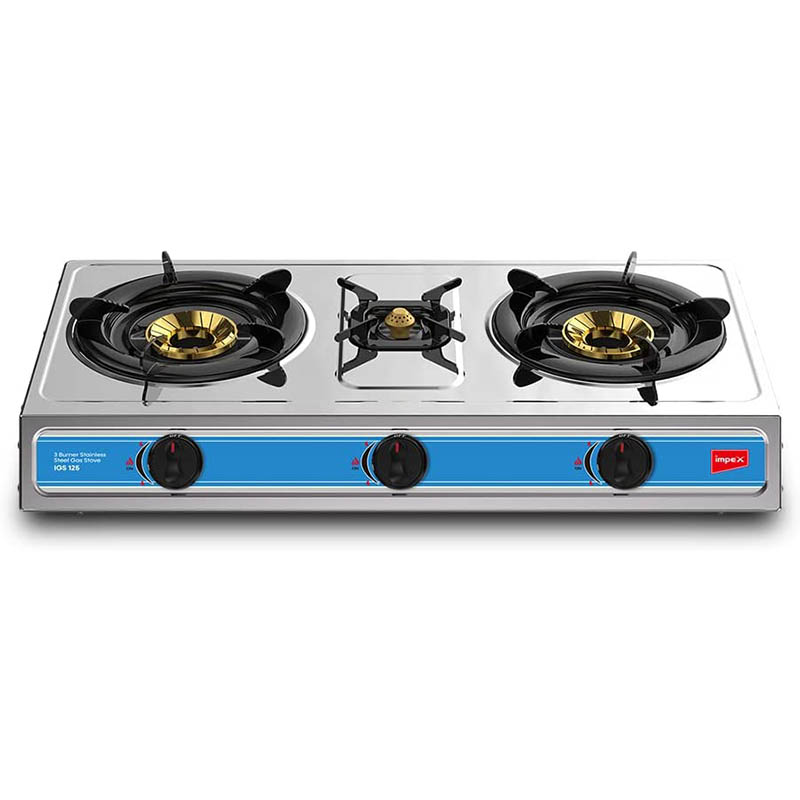 Impex IGS 125 3 Burner Stainless Steel Gas Stove