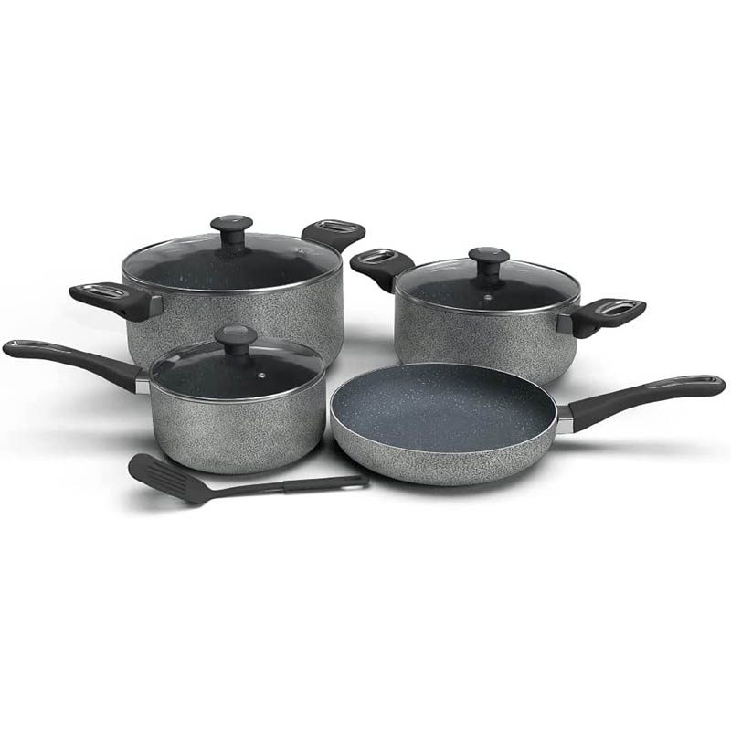 DELICI ACS8HE 8Pcs Nonstick Granite Cookware Set with 5 layer Super Coating
