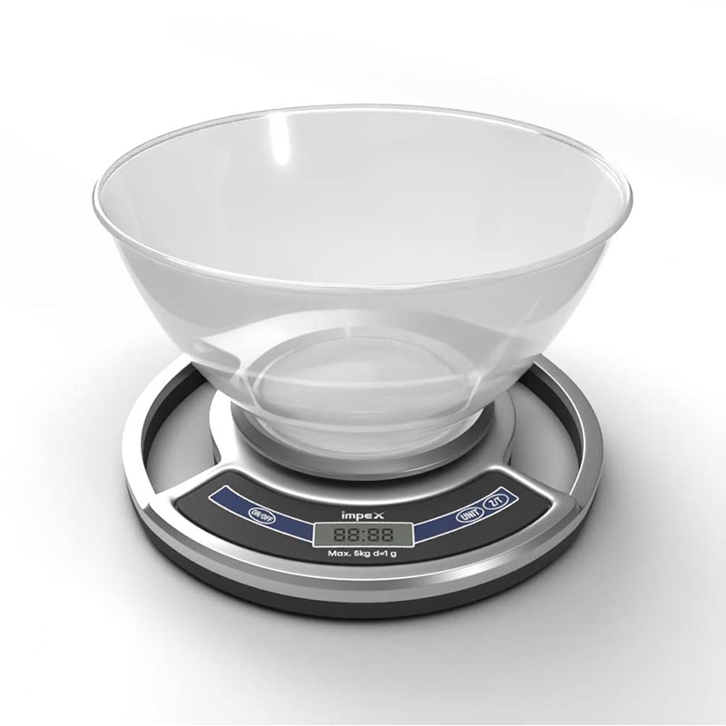Impex KS 01 Bowl Electronic LCD Display Kitchen Scale Up to 5 Kg / 11 lb