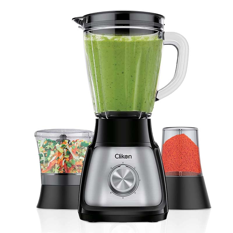 Clikon - 3 in 1 High Powered Blender with 1.5L Transparent Jar, 2 Grinder Mills