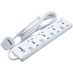Clikon - 4 Way Extension Socket, 3 Meter Cable, Max Wattage 3250 Watts, White