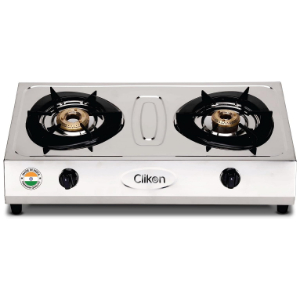 Clikon Stainless Steel Dual Gas Burner with Auto - Piezo Ignition