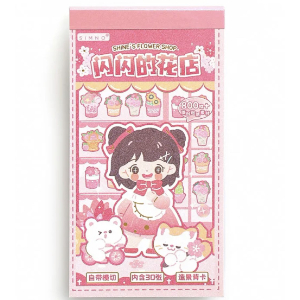 Simno Shanshan Friend Cute Sticker Books Guka Sticker 800+ Stickers - Pink Girl