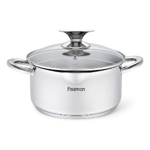Fissman Casserole 20x10cm/3.1LTR With Glass Lid Elegance (Stainless Steel)
