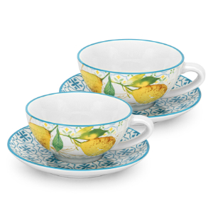 Fissman 4 Pcs Set (2 Cups 200ml And 2 Saucers) Capri (Durable Porcelain)