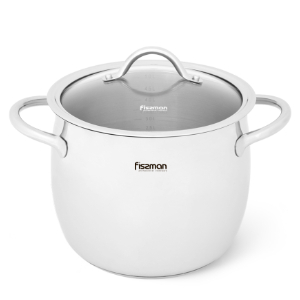 Fissman Stockpot Vivien 20x16.8cm/5.7LTR With Glass Lid (Stainless Steel)