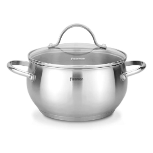 Fissman Stockpot With Glass Lid 24x13cm/5.9LTR Martinez (Stainless Steel)