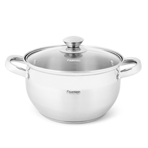 Fissman Casserole 18x10.5cm/2.7LTR With Glass Lid Prime (Stainless Steel)
