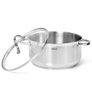Fissman Stockpot Luminosa 24x11.5cm/5.1LTR With Glass Lid (Stainless Steel)