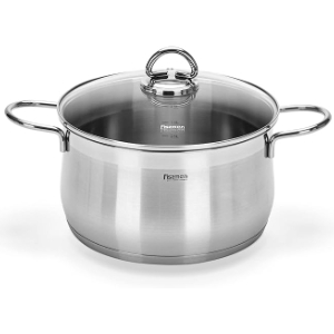 Fissman Stockpot Monica 24x13.5cm/6.1LTR With Glass Lid (Stainless Steel)