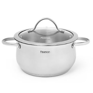 Fissman Stockpot Valery 20x10cm/3.1LTR With Glass Lid (Stainless Steel)