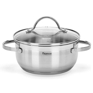 Fissman Stockpot Luminosa 20x9.5cm/3.0LTR With Glass Lid (Stainless Steel)