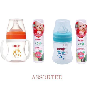 Farlin PP Feeding Bottle + Bottle Wash  150 ML 1set, Blue/orange (Assorted)