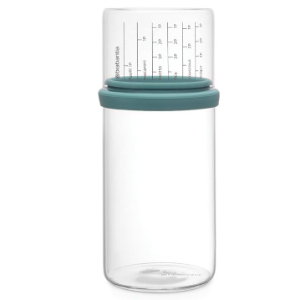 Brabantia Glass storage jar with measuring cup, 1 litre - Mint