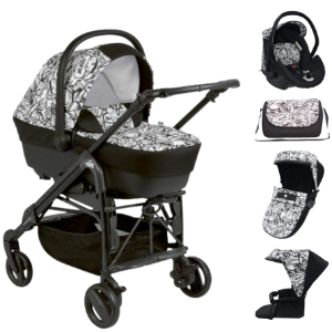 CAM Combi Tris Travel System, Printed White