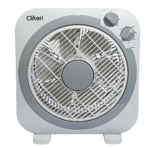 Clikon - 10' Inch Box Fan, Timer & Swing Function, 3 Speed Setting, Grey - CK221