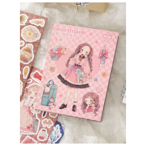 Kawaii Cartoon Characters Stickers - Pink Lady