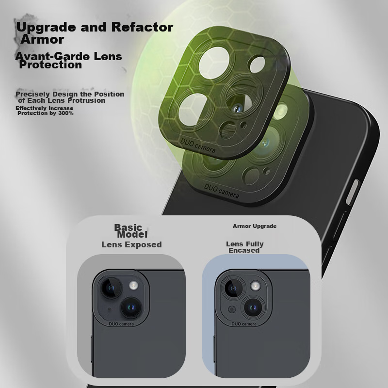 HOLDZU [Angel Eyes] IPhone 15 Case, IPhone 15 Protective Cover, Liquid Silicone Shockproof, Full Lens Protection, Ultra-Thin, Frosted, High-End, for Men And Women, New - Graphite Black