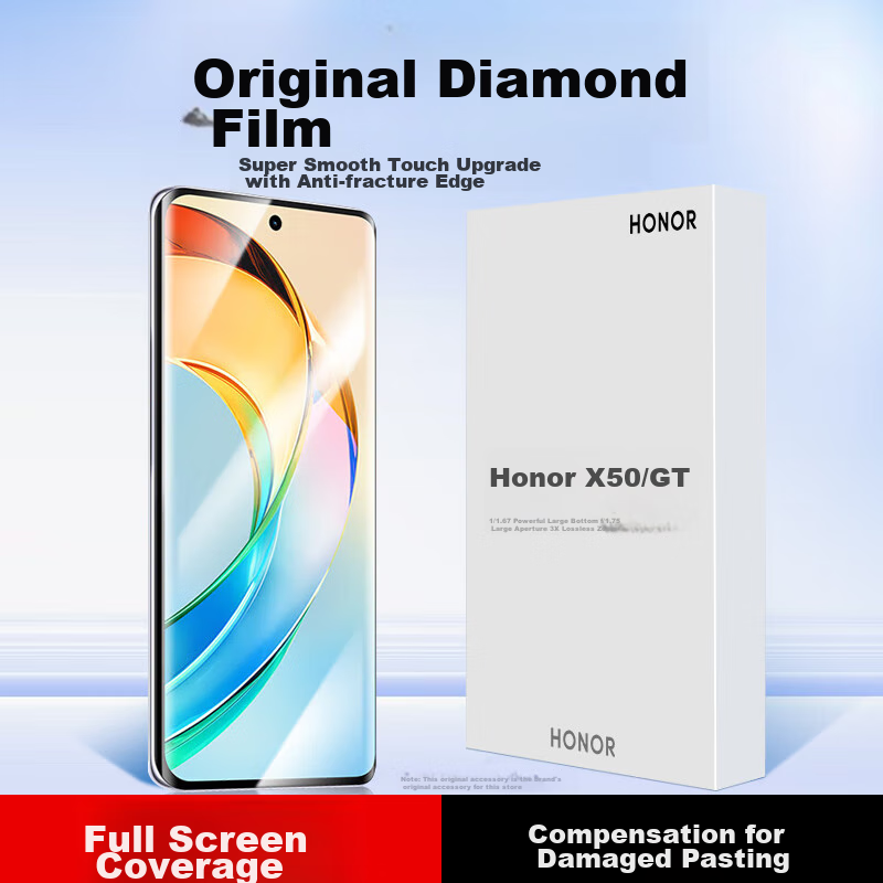 KOOLIFE Compatible with Honor X50 Tempered Glass Screen Protector for Huawei Honor X50 GT, Curved Full Coverage High Definition Anti-Drop Fingerprint Resistant Protective Film