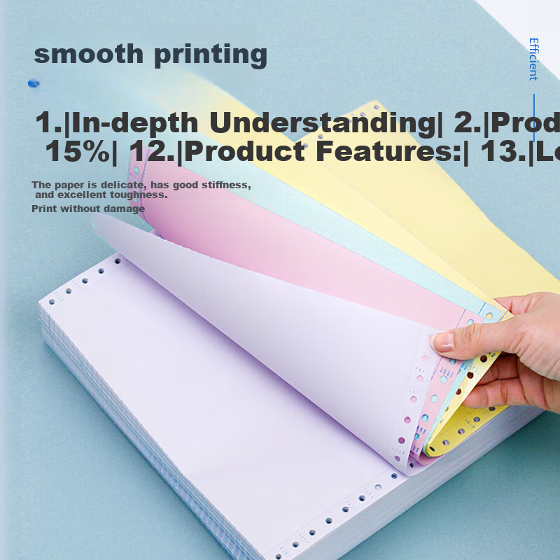 NVV Four-Part Three-Equal Division Needle Printing Paper Non-Tearable Edge Computer Printing Paper Colorful Inbound and Outbound Delivery Note Printing Paper 1000 Pages/Box DYJ241-4-3