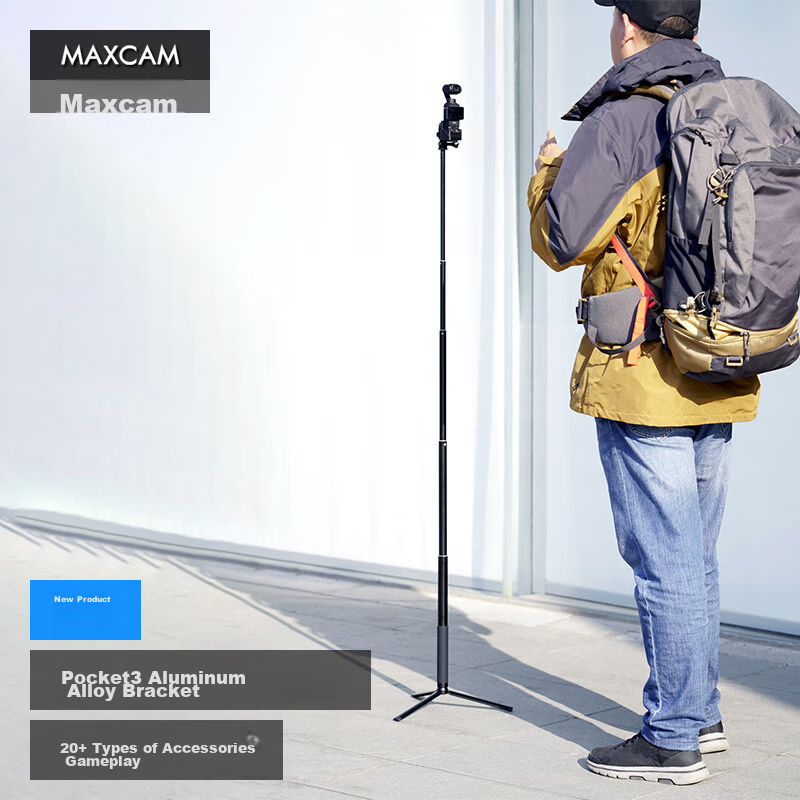 MAXCAM/Maisikamu, Suitable for DJI Osmo Pocket 3, Portable Tripod for Pocket Camera, Selfie Stick, Vlog Aluminum Alloy Extension Rod Accessory