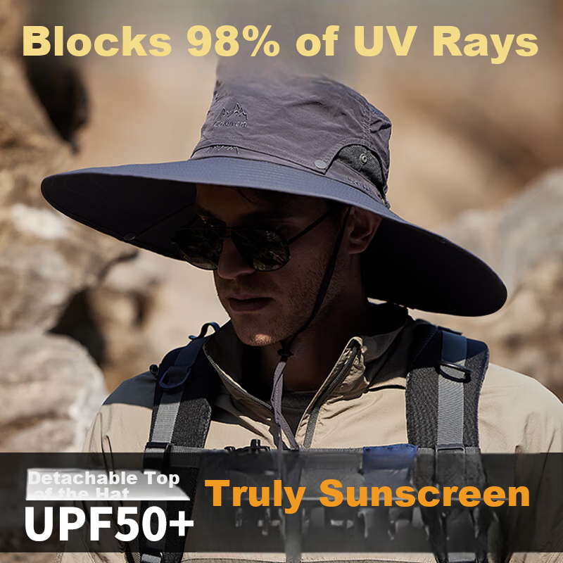 MISSION UV Sun Protection Hat for Men, Sun Visor, Fishing Hat, Hiking Cap, Summer Outdoor UV Protection Wide Brim Sun Hat