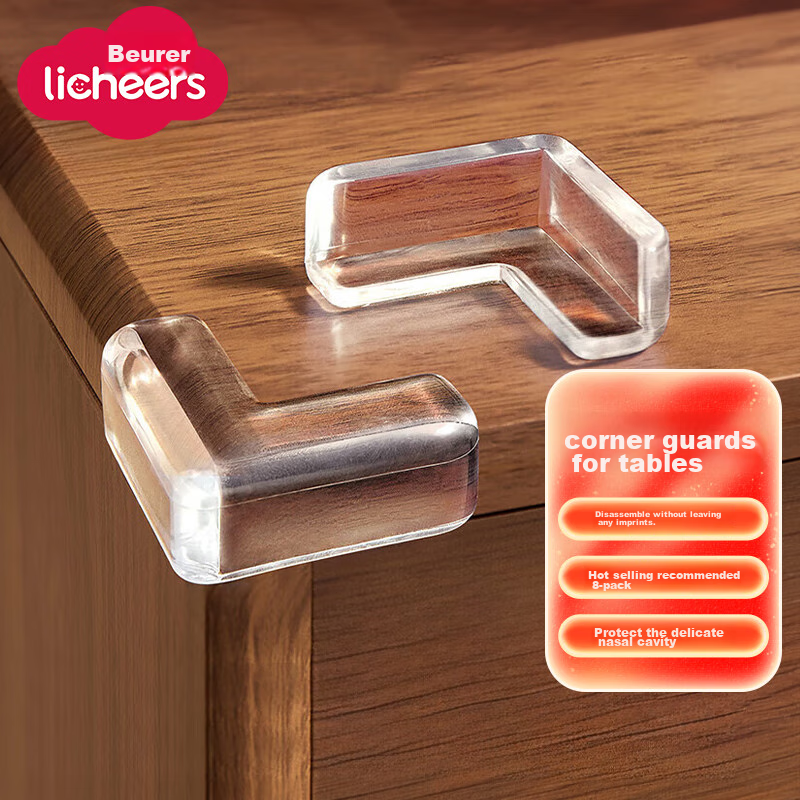 Licheers Corner Guards, Table Edge Protectors, Baby Safety Bumpers, Transparent Anti-Collision Soft Corner Stickers for Coffee Tables, 8-Pack