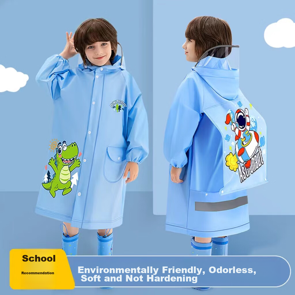 KEYRU Children's Raincoat, for Boys And Girls, Elementary School Students, Kindergarten Children, Full-Body Waterproof Raincoat with Backpack Space