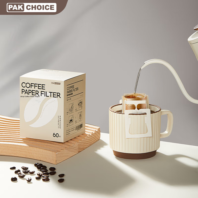 PAKCHOICE Portable Coffee Filter Bags, Drip Coffee Filters for Pour-Over, 60 Count