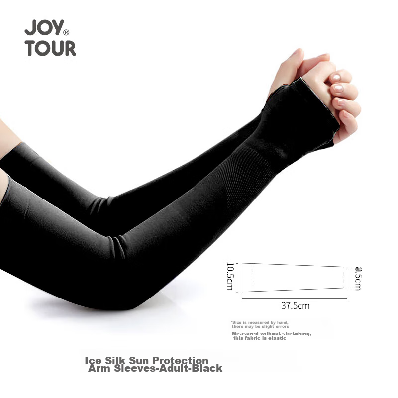 JOYTOUR Ice Silk Sun Protection Arm Sleeves, Outdoor Sports Cycling Arm Guards, Travel Sun Protection Arm Sleeves, Black Adult Style